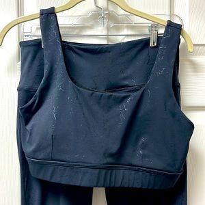 Mono B Marbled Leggings and Sports Bra, dark blue. EUC.